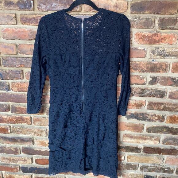 Laundry by Shelli Segal Black Sheer Lace Tiered Mini Little Dress Women's Size 6 - Picture 6 of 6